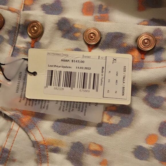 Nocturne Leopard Blue Orange Button Fly Straight Baggy NWT - Picture 6 of 6